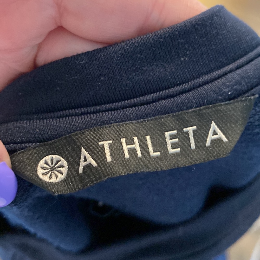 Athleta Blue Pullover Snap Sleeve Soft Small S EUC - Picture 6 of 9